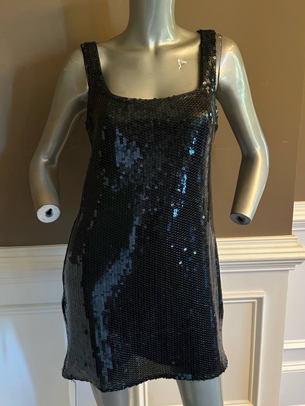 NWT ABERCROMBIE & FITCH Mini Black/Green Sequin Dress Sz Small